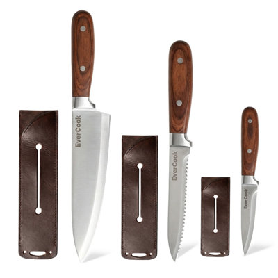 Ensemble de couteaux de cuisine 6 pièces EverCook avec fourreaux, 1,5 / 2 mm