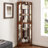 6 Shelf Curio Display Cabinet In Walnut, Lights & Mirrors, Adjustable Lights,-801753760