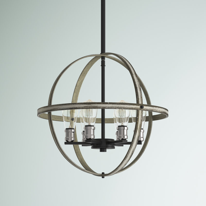 Charles 6 - Light Dimmable Globe Chandelier, Ashen Barnboard