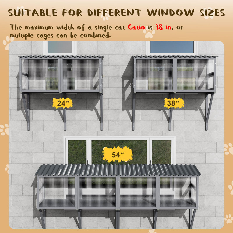 Cat Catio, perchoir de fenêtre pour chat pour grands chats d'intérieur - Boîte de fenêtre de chat extensible pour chats multiples