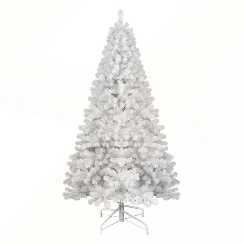 Arbre de Noël blanc de 8 pi avec fil mémoire, 1430 pointes en PVC articulé pour un assemblage facile et une apparence parfaite