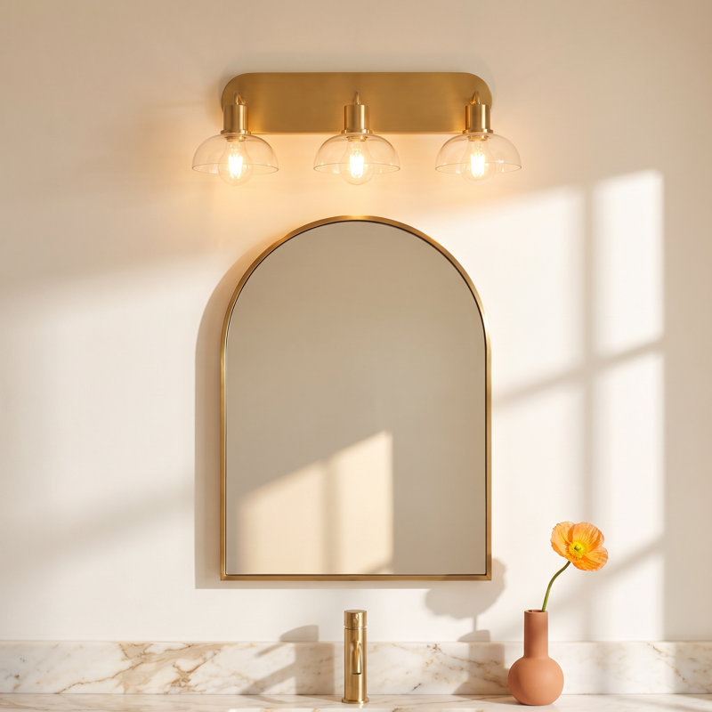 Renfield Dimmable Vanity Light, Aged Brass, 3