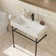 30" Bathroom Console Sink With Overflow,Ceramic Console Sink White Basin Black Legs