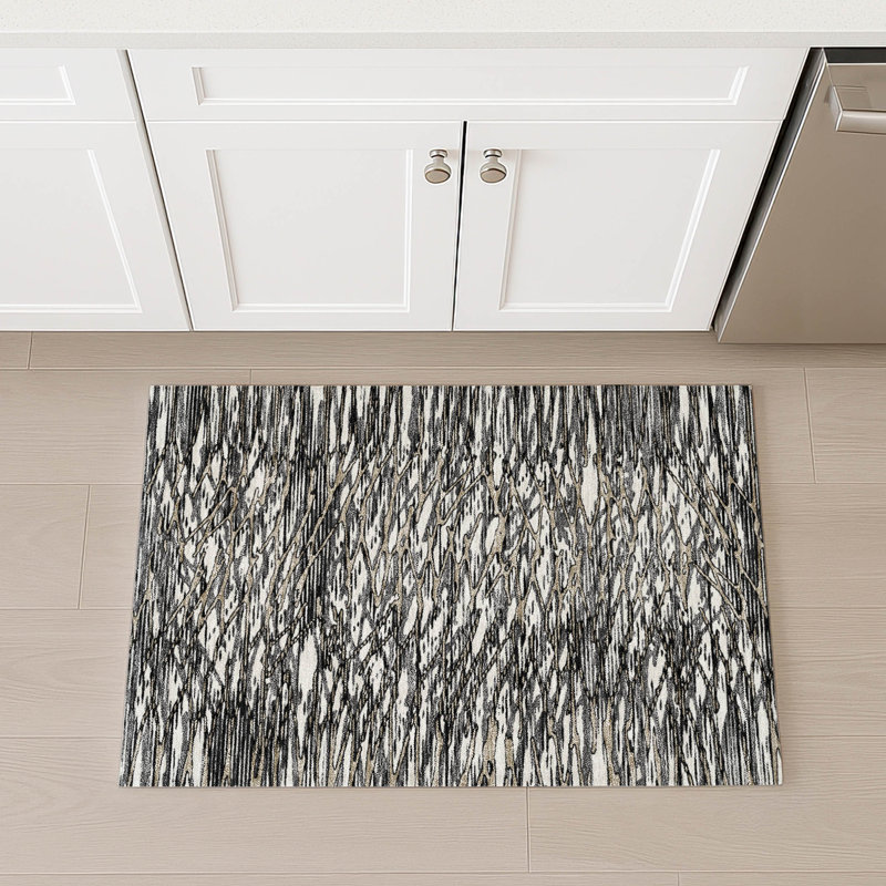 Machine Washable Indoor/Outdoor Chantille ACN2771 Modern Rug, 2'6" x 3'10", Black