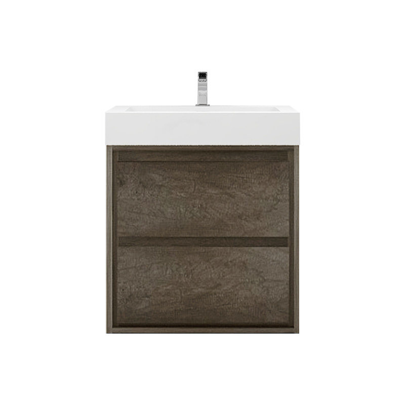 Azden 23.6'' Single Bathroom Vanity with Acrylic Top, Smoke Oak