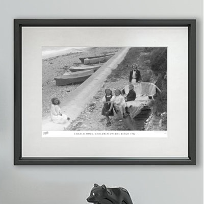 Charlestown, Children On The Beach 1912 - Single Picture Frame Print on Wood