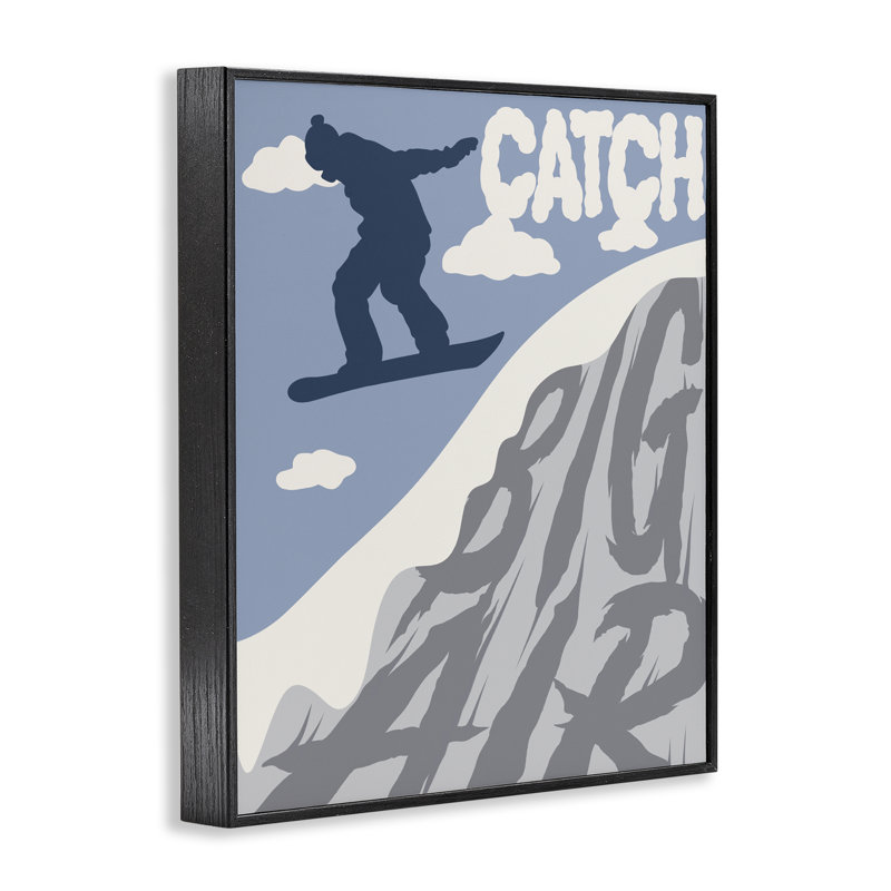 Giclée sur planche à neige Catch Big Air, design par Marcus Prime, Giclée encadrée noir minuit, H 14 po x l 11 po
