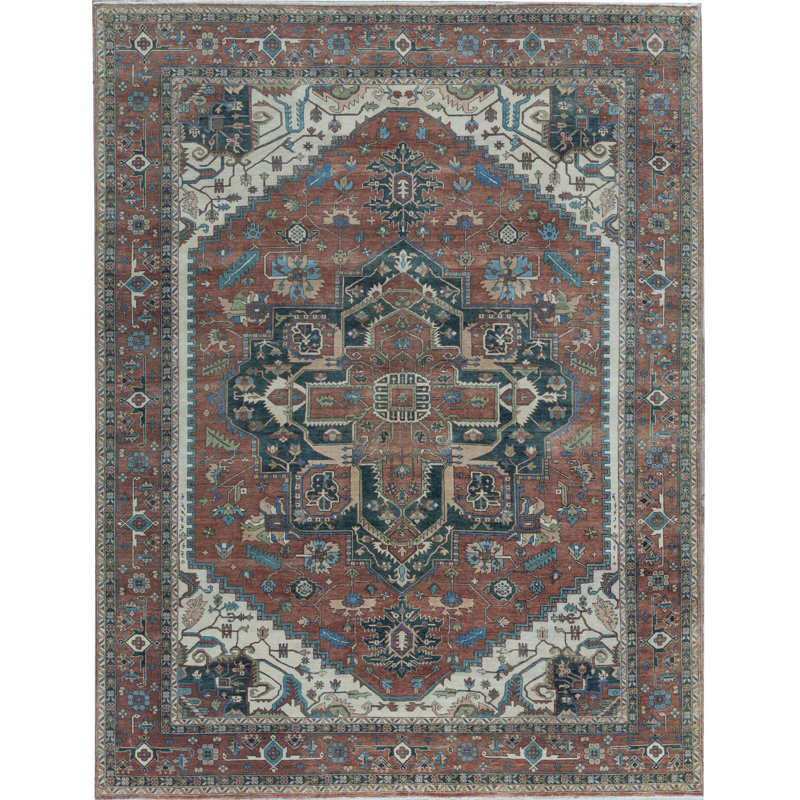 Hand-Knotted High-Quality Rust and Rust Area Rug