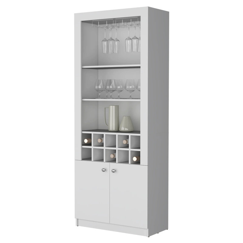 Armoire à vin avec 3 tablettes et rangement soigné - Pièce pratique moderne et compartimentée, Blanc