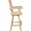 Tabouret de bar rustique en bois de sapin avec repose-pieds et accoudoirs larges, chaise bistro pour cuisine, salle à manger, pub, brun clair | Idée de cadeau