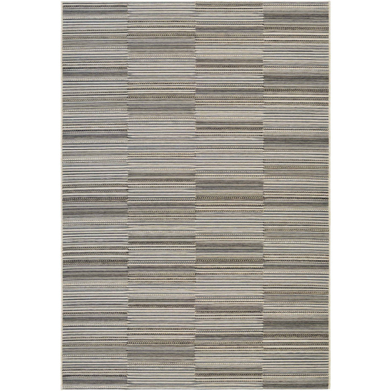 Tapis rayé noir et or Kaz Kaz, Rectangle 2 pi x 3 pi 7 po