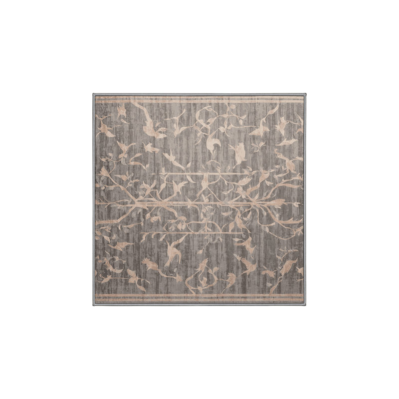 Machine Washable Gray Area Rug, Square 7'