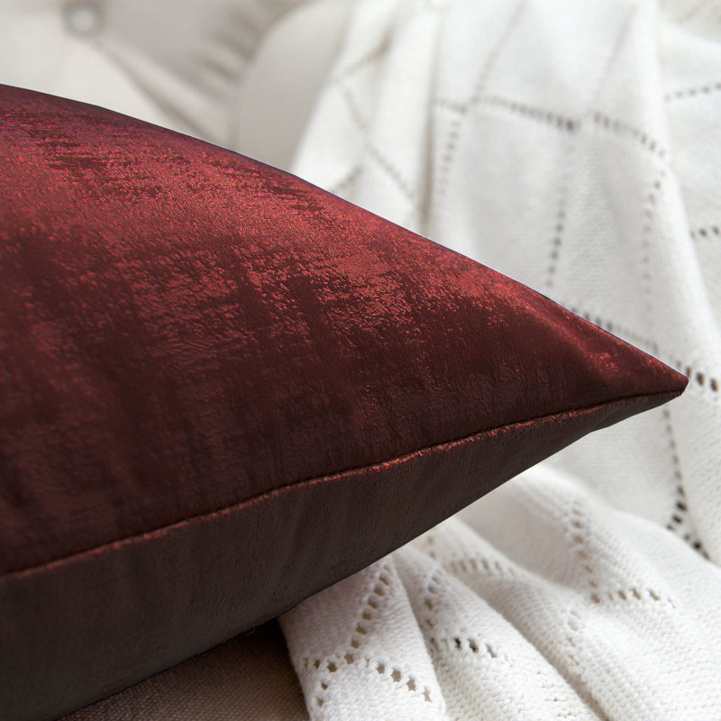 Ruby Wine Textured Velvet Square Throw Pillow Set