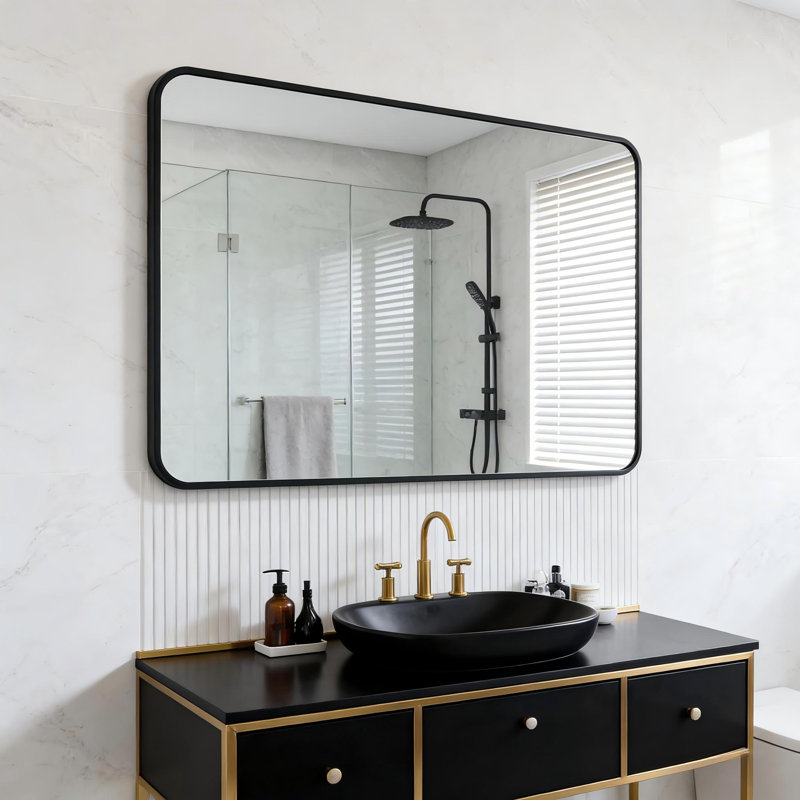 Mercedita Wall Mirror, 40" x 30", Black
