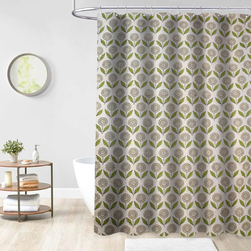 Rideau de douche à imprimé bohémien | 100% coton |  Textile de salle de bain, Gendapushp, vert, H 18 po x l 36 po