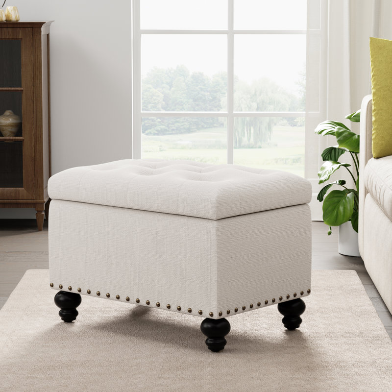 Repose-pieds rectangulaire avec rangement Dhiren, Beige Jensen Performance
