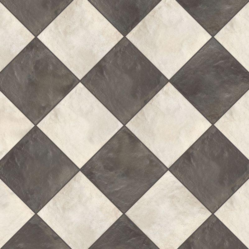 Carrelage en porcelaine 8x8 Autumn Essentials, Ivoire / Graphite