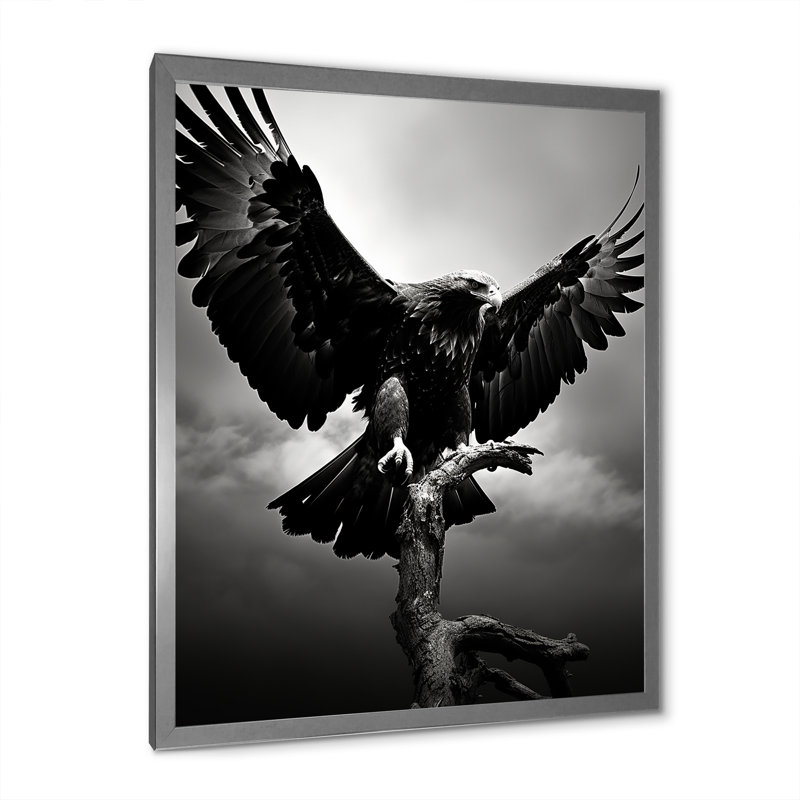 «Powerful Bold Eagle» - Imprimé, H 40 po x l 30 po x P 1,5 po, Cadre simple argenté