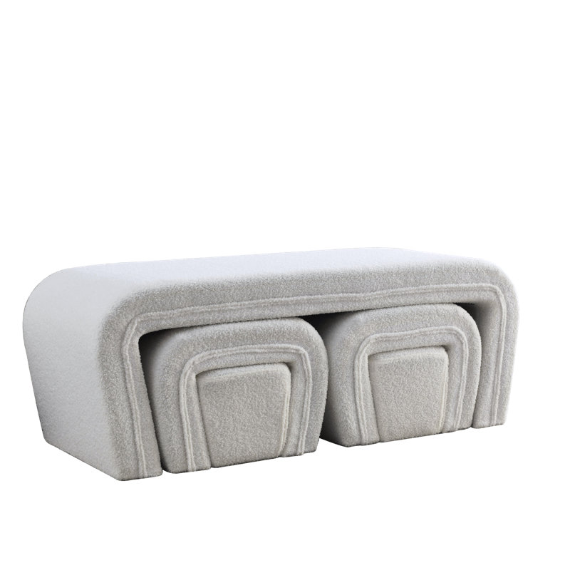 Modern Contemporary Upholstered Nesting Bench, White
