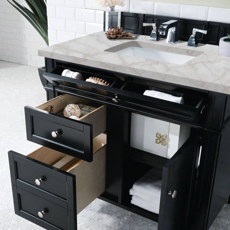 Brittany 36'' W Single Vanity, Black Onyx, Victorian Silver, 8" Widespread