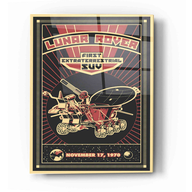 «Lunar Rover», art mural en verre acrylique, H 16 po x l 12 po x P 0,12 po