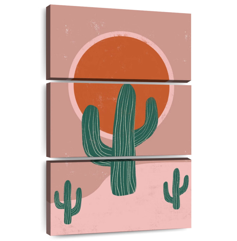 Harnek cactus et coucher de soleil, H 65 po x l 45 po
