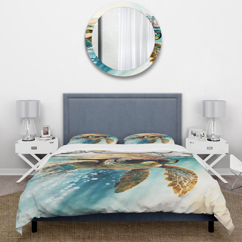 Ensemble de housse de couette Turtle With Glasses In The Ocean III - Turtle