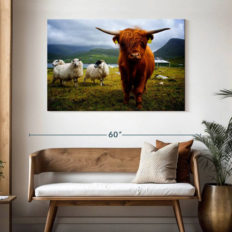 Brampt Highland Cow and Friends, H 32 po x l 48 po