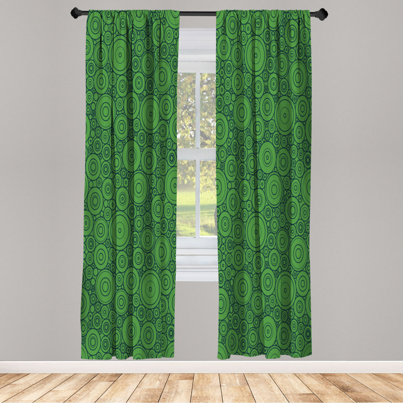 Microfiber Floral Semi-Sheer Rod Pocket Curtain Panels, 28" W x 95" L, Green/Dark Green