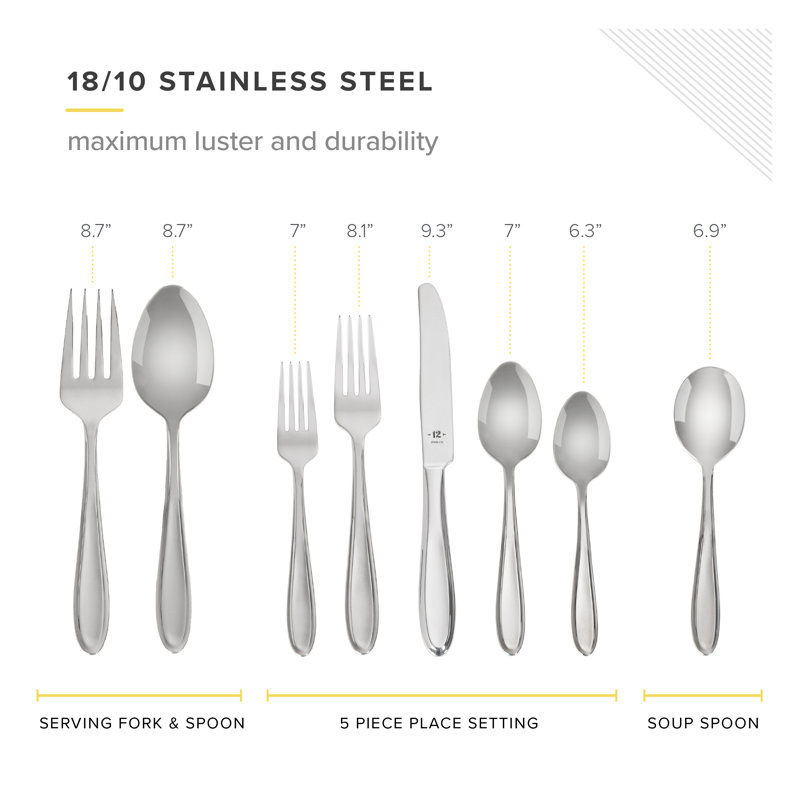 26-Piece Polished Stainless Steel Flatware Set with Beveled Edges
