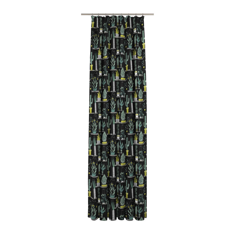 Dames Room Darkening Curtain Single Panel, Black/Green, 130cm Width x 245cm Drop