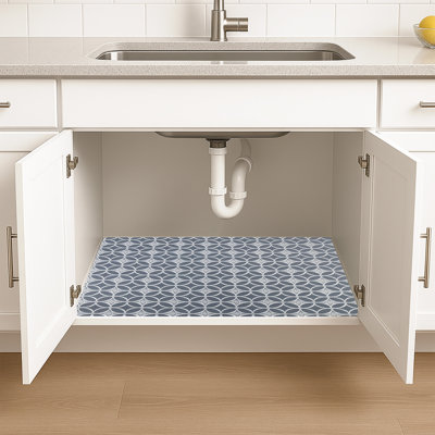 Tapis sous-lavabo XL, doublure d'armoire protectrice pour la cuisine et la salle de bain - absorbant, imperméable et ajustable (24 po x 59 po) (gris indigo) (fabriqué aux États-Unis)