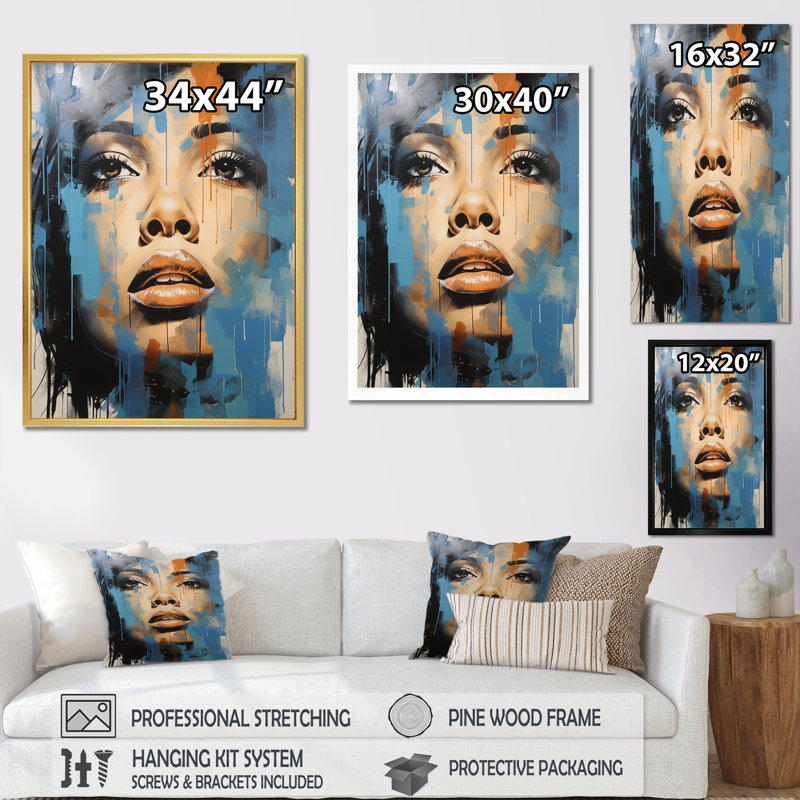 Azur Aaliyah Portrait I - Décoration murale célébrité_105711, H 20 po x l 12 po x P 1 po, Cadre photo noir