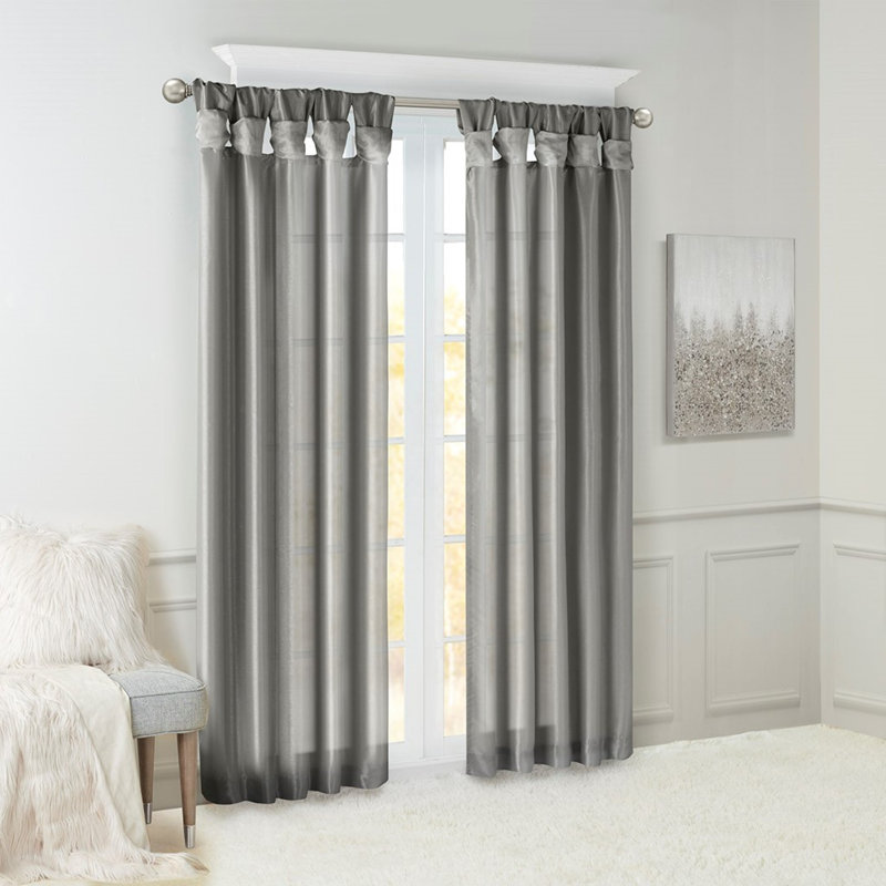Madison Park Emilia Charcoal Twist Tab Curtain