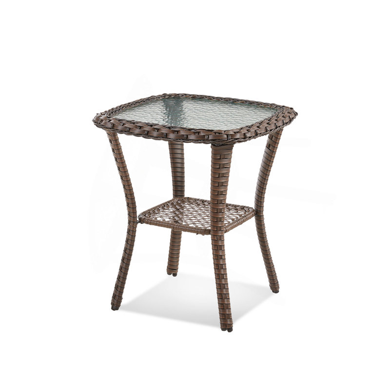 Table d'appoint carrée en rotin 23 x 20 x 20 po pour l'extérieur