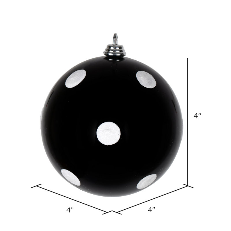 Ornement boule de bonbon avec pois scintillants, H 8 po x l 8 po x P 8 po, Noir