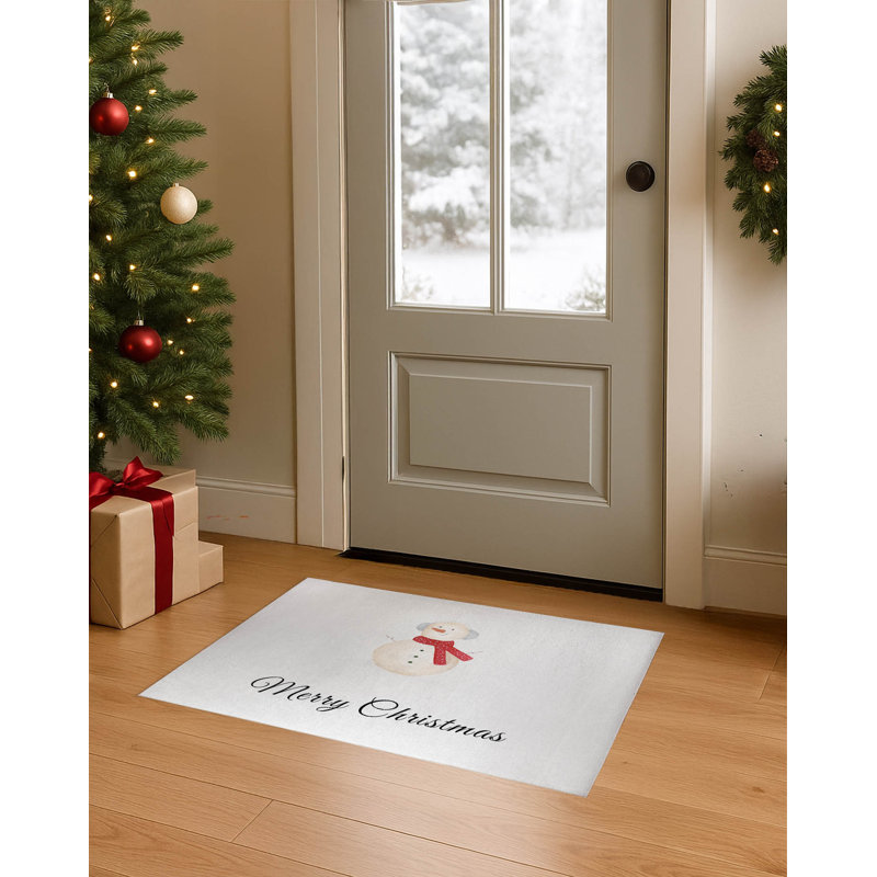 Paillasson Merry Christmas, Blanc d'hiver, L 60 po x L 84 po