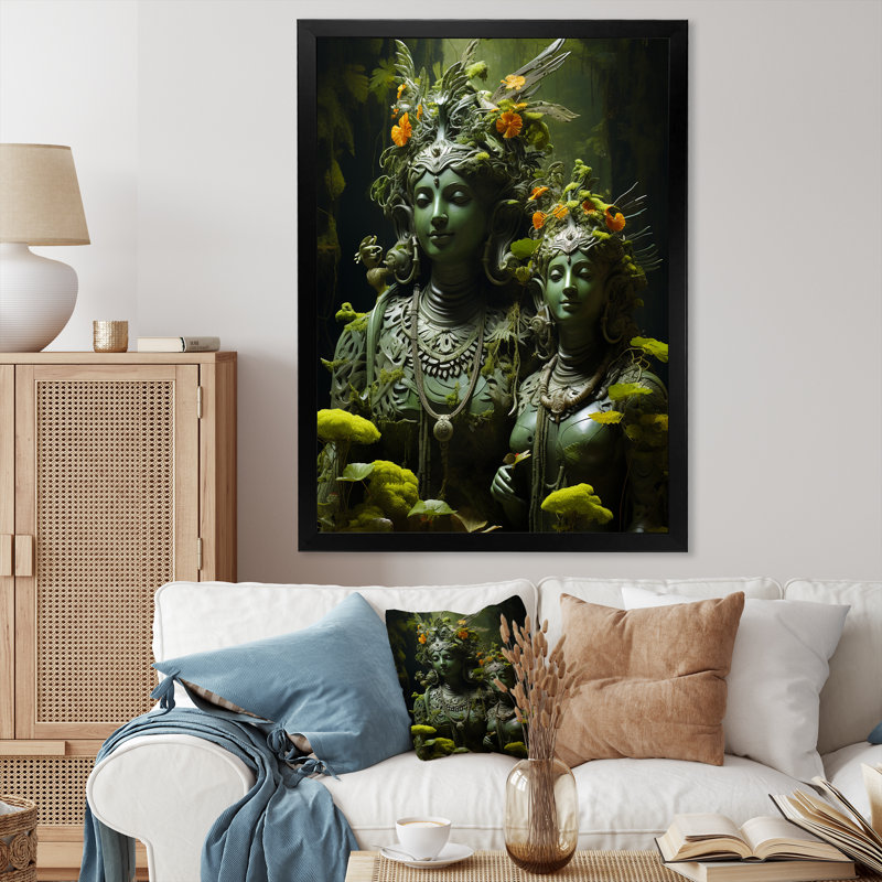 «Hinduism Ramas Forest Spirtual», reproduction d'art sur toile, Cadre simple noir, H 40 po x l 30 po x P 1,5 po