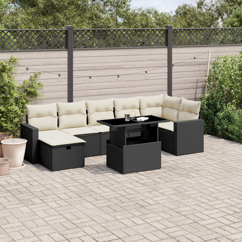 Ensemble de canapé de jardin Vidaxl noir et blanc crème