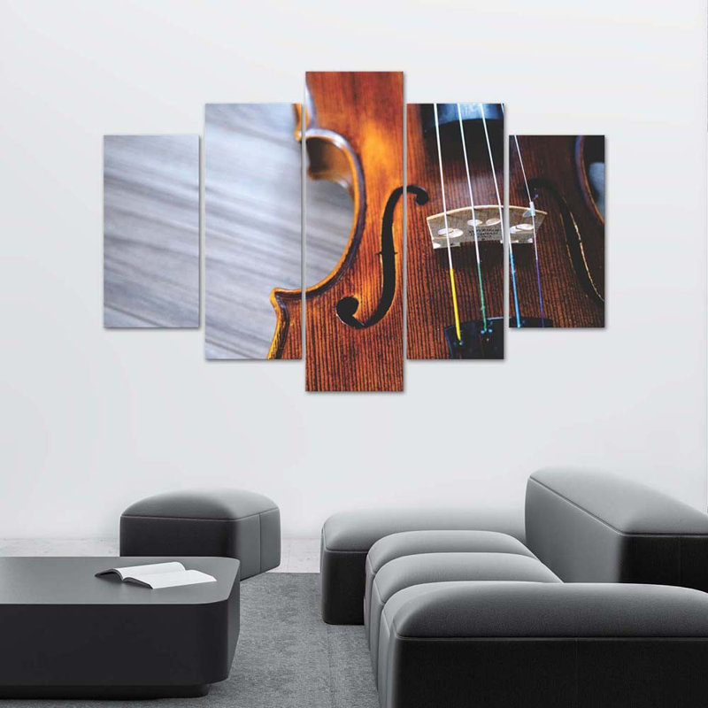 Violin Music - 5 Piece No Frame Print on Canvas, 70cm H x 100cm W