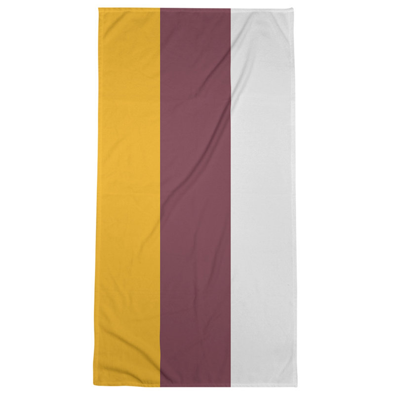 Cotton Blend Beach Towel, Burgundy/Yellow/Off White