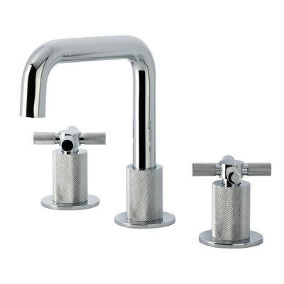Kingston Brass Convergent Two-Handle 3-Hole Deck Mount Widespread Bathroom Faucet With Push Pop-Up Drain