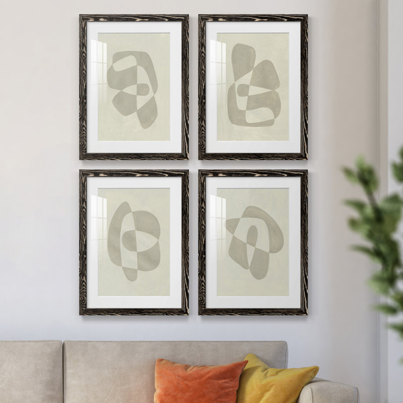 «Soft Shape I», ensemble de 4 reproductions de cadres photo, Noir, H 31,5 po x l 47 po x P 1,5 po