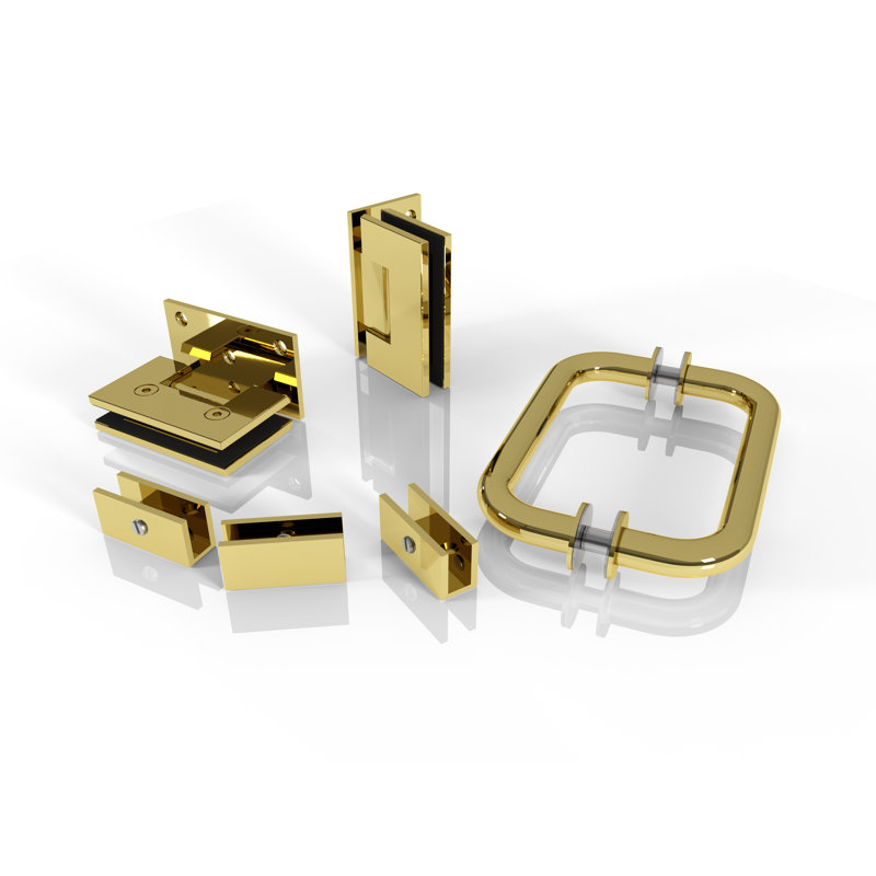 Porte de douche à charnière murale sans cadre 59,25 po x 78 po Illume, Laiton satiné