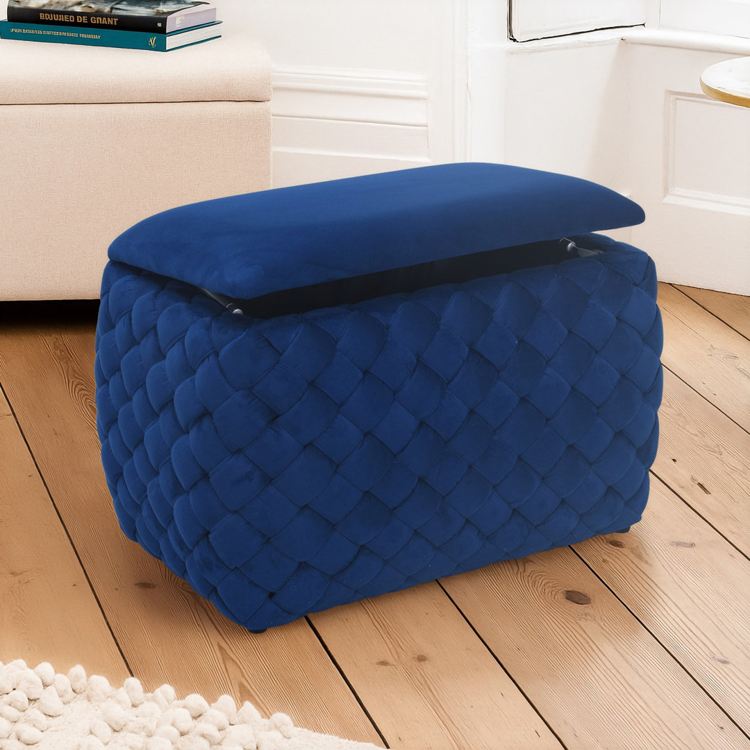 Adamarie 65cm Wide Velvet Rectangle Patchwork Standard Ottoman with Storage