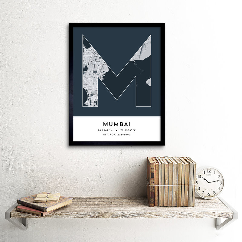 Mumbai City Map Mumbai India City Map Navy - Single Picture Frame Typography