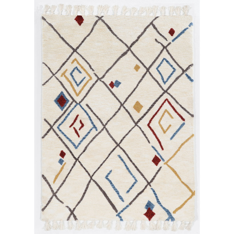 Tapis ivoire touffeté à la main Brixton, Rectangle 8 pi x 10 pi