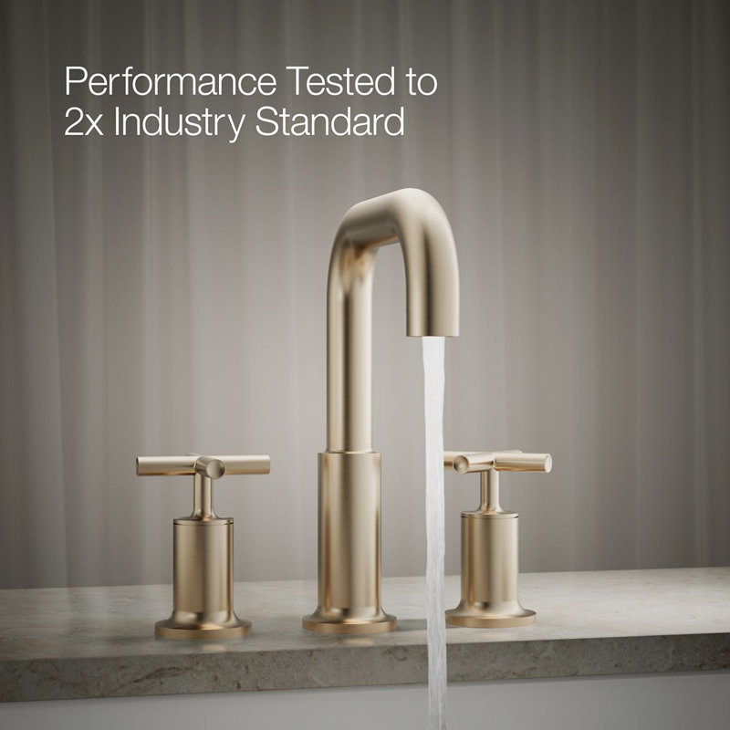 Purist Deck-Mount Bath Faucet Trim for High-Flow Valve with Cross Handles, Vibrant Brushed Bronze