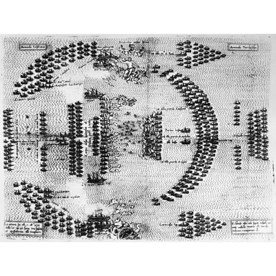 Posterazzi " Battle Of Lepanto 1571. The Opening Salvo At The Battle Of Lepanto Fought On 7 October 1571 Off Lepanto Greece Between The Galley Fleets Of The Holy "
