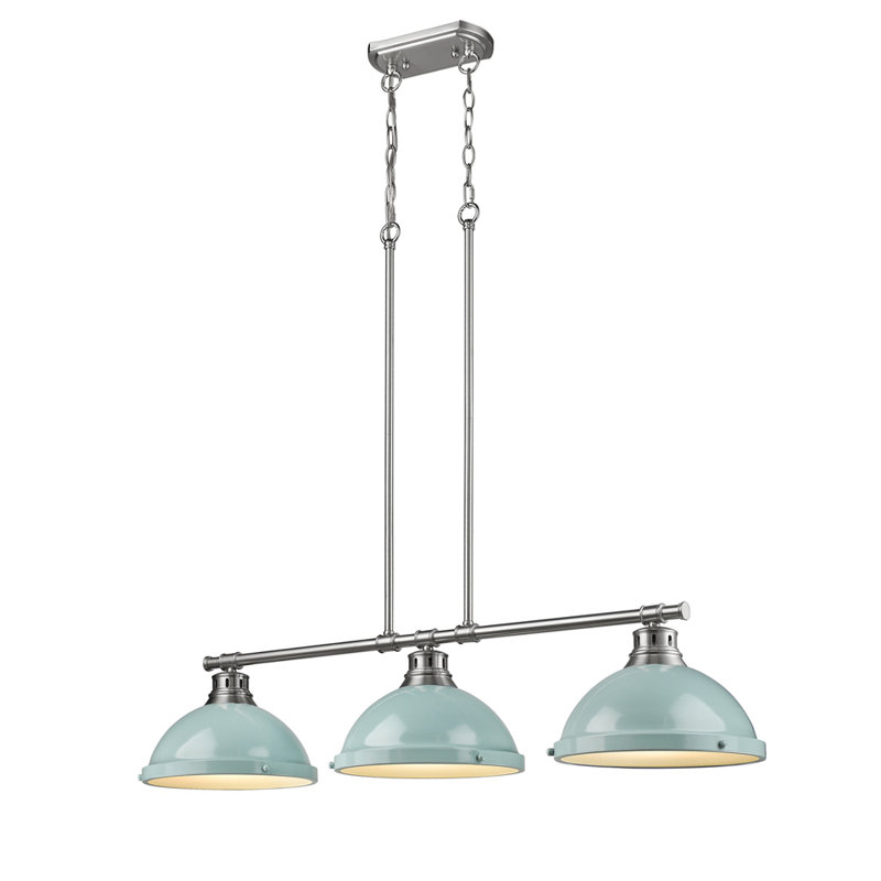 Drakeford 3 - Light Kitchen Island Pendant, Pewter, Seafoam